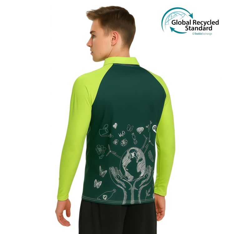 Picture of Unisex Adults RPET Micro Mesh Sublimated Raglan Long Sleeves POLO
