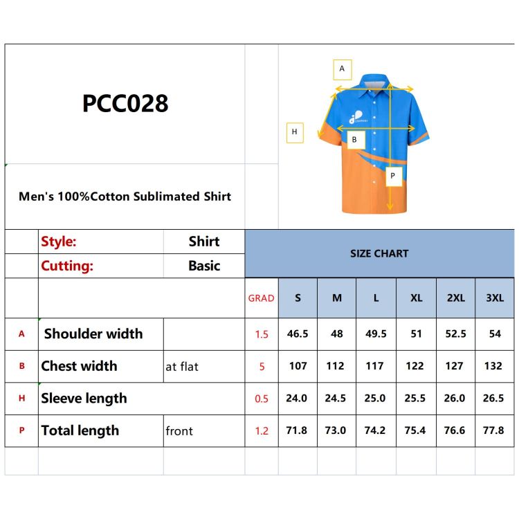Picture of Men's 100% Cotton Sublimated Shirt