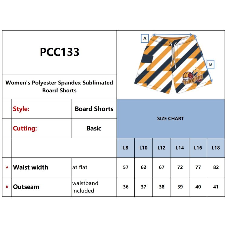 Picture of Women's Polyester Spandex Sublimated Board Shorts With Drawstring and Pocket