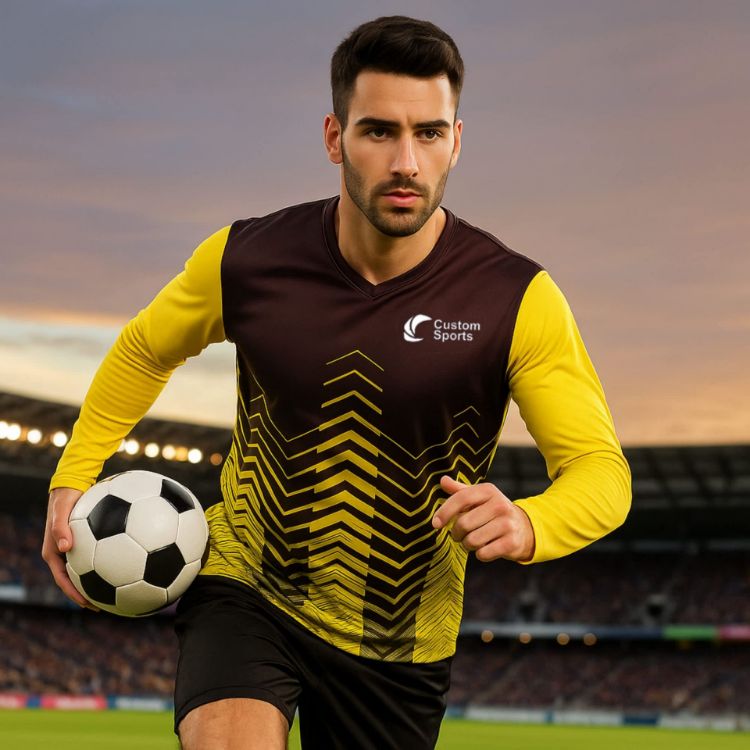 Picture of Unisex Adults 100% Polyester Micro Mesh Sublimated V-Neck Long Sleeves Shirt