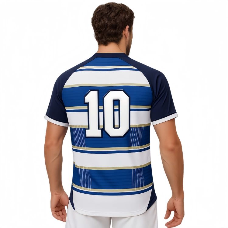 Picture of 100% Polyester Micro Mesh Sublimated Asymmetric Bottom Hem V-Neck Raglan Tee Shirt