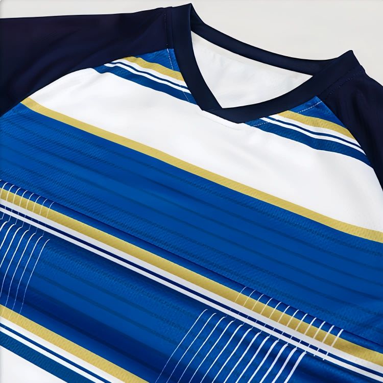 Picture of 100% Polyester Micro Mesh Sublimated Asymmetric Bottom Hem V-Neck Raglan Tee Shirt