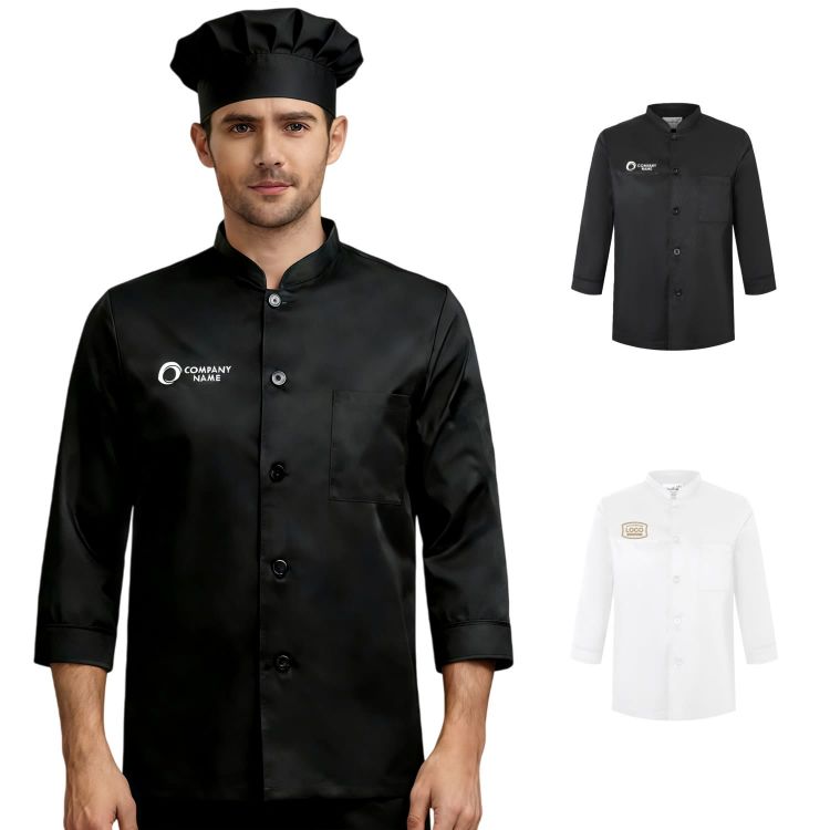 Picture of Classic 3/4 Sleeves Single Breasted Chef Jacket