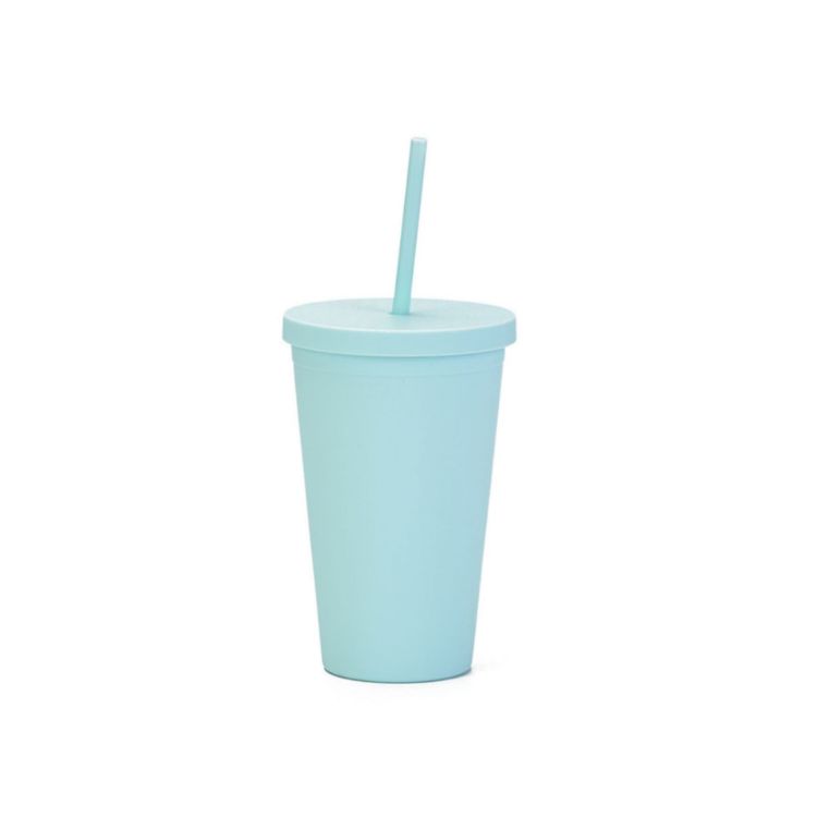 Picture of 16oz Matte Plastic Cups with Lids & Straws