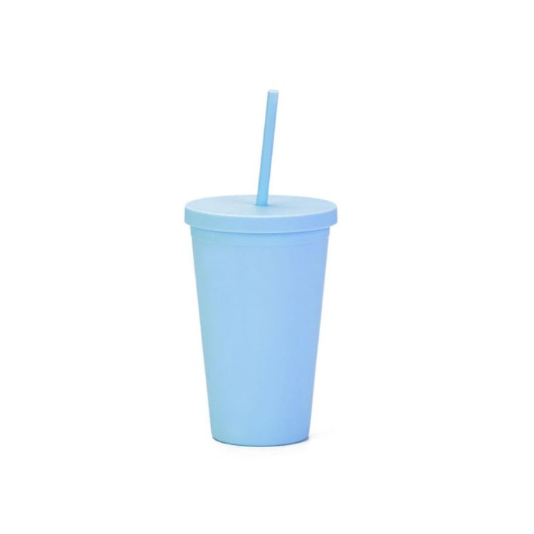 Picture of 16oz Matte Plastic Cups with Lids & Straws