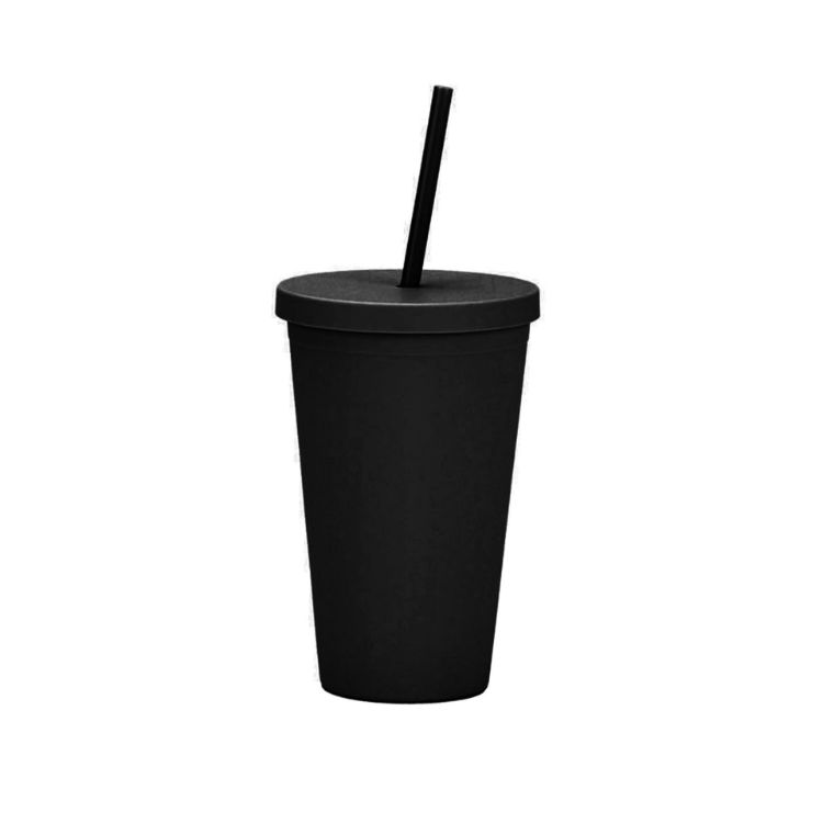 Picture of 16oz Matte Plastic Cups with Lids & Straws