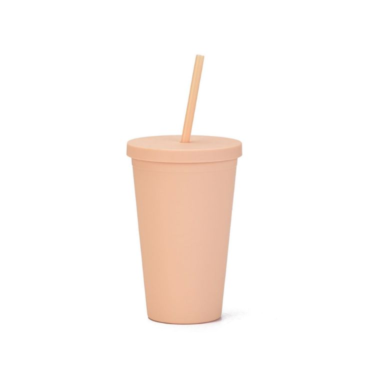Picture of 16oz Matte Plastic Cups with Lids & Straws
