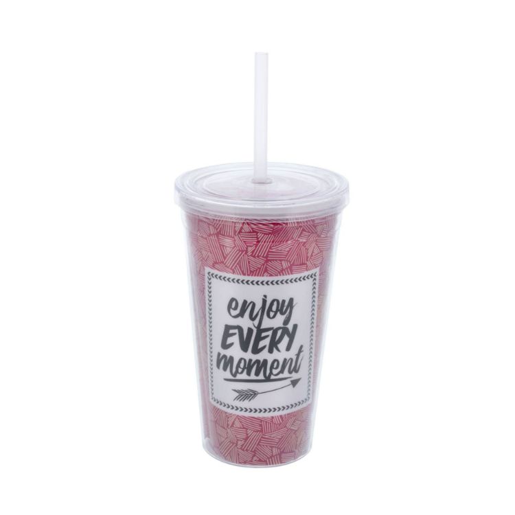 Picture of 16oz Plastic Cups with Lids & Straws