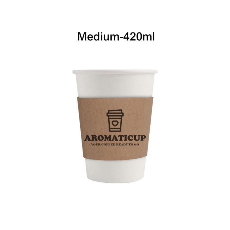 Picture of Home Compostable Aqueous Single Wall Paper Cups with Cup Sleeve