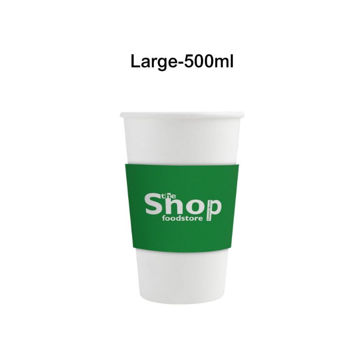 Picture of Home Compostable Aqueous Single Wall Paper Cups with Cup Sleeve