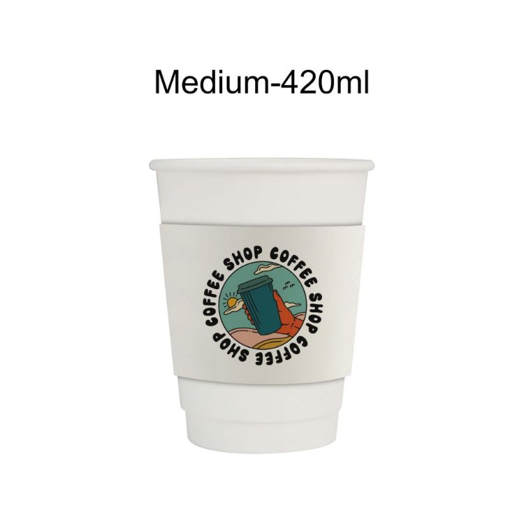 Picture of Home Compostable Aqueous Double Wall Paper Cups with Cup Sleeve