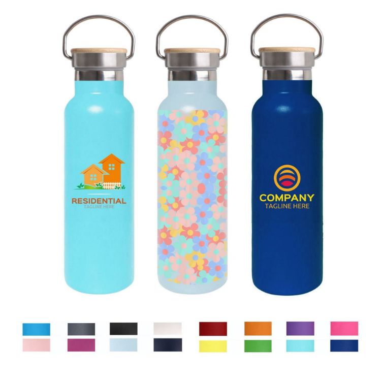 Picture of 600ml Double Wall Vacuum Bottle with Bamboo Lid