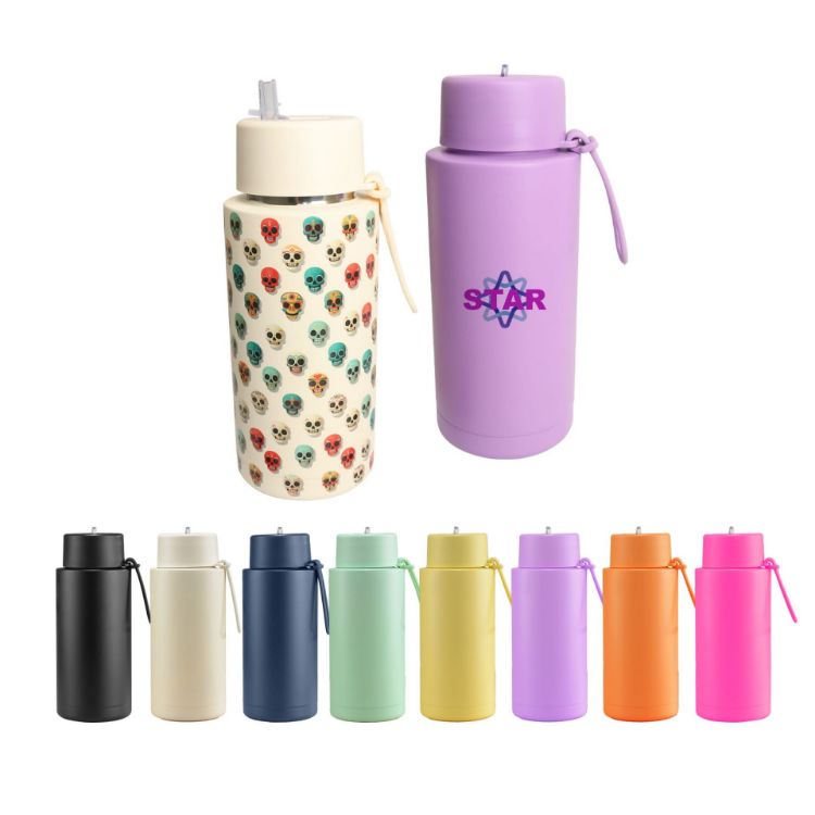 Picture of 1L Stainless Steel Bottle with Straw Lid