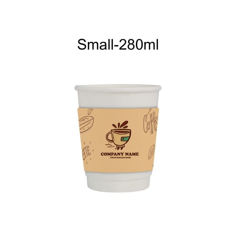 Picture of PLA Double Wall Compostable Paper Cups with Cup Sleeve