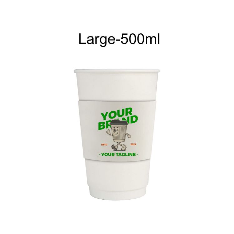 Picture of PLA Double Wall Compostable Paper Cups with Cup Sleeve