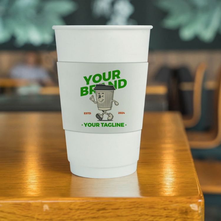 Picture of PLA Double Wall Compostable Paper Cups with Cup Sleeve