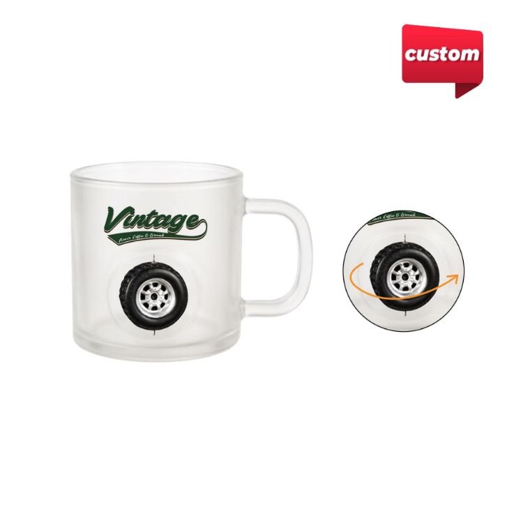 Picture of Frosted Glass Mug with Custom Spinner Toy