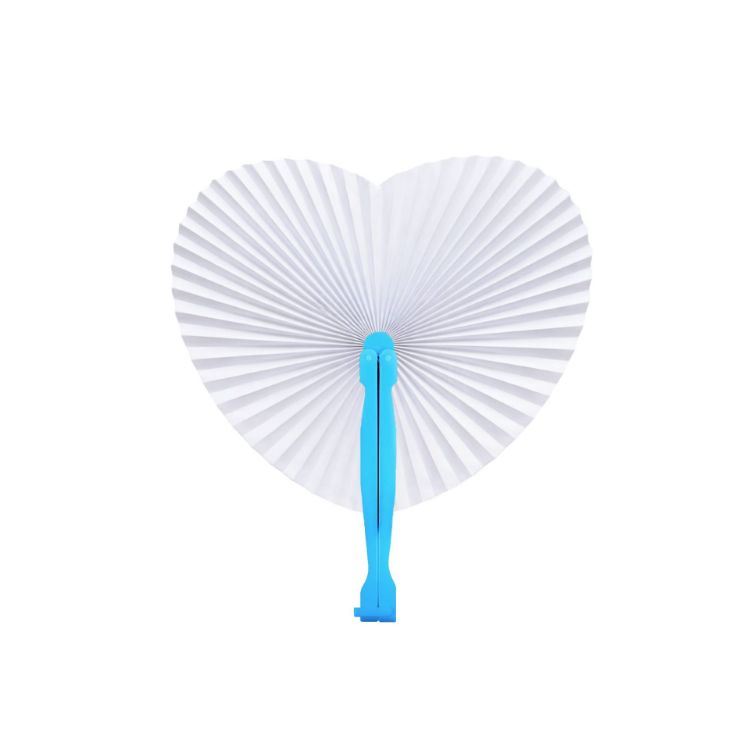 Picture of Heart Shape Plastic Handle Paper Fan
