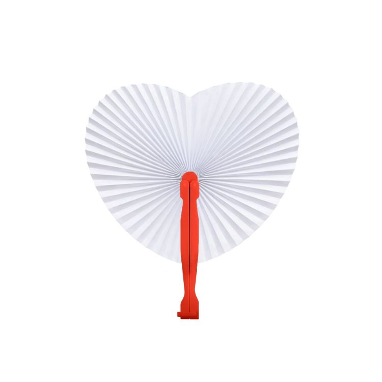 Picture of Heart Shape Plastic Handle Paper Fan