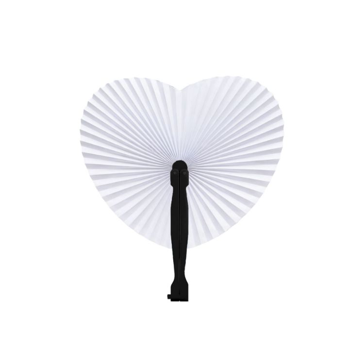 Picture of Heart Shape Plastic Handle Paper Fan