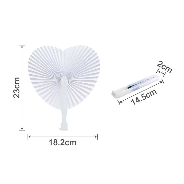 Picture of Heart Shape Plastic Handle Paper Fan