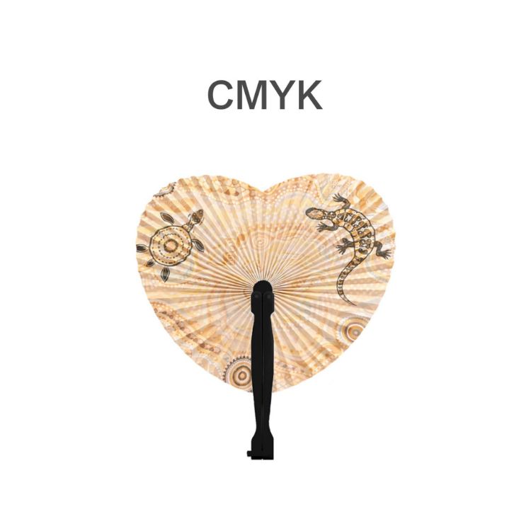 Picture of Heart Shape Plastic Handle Paper Fan