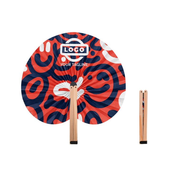 Picture of Peach Shape Wooden Paper Fan