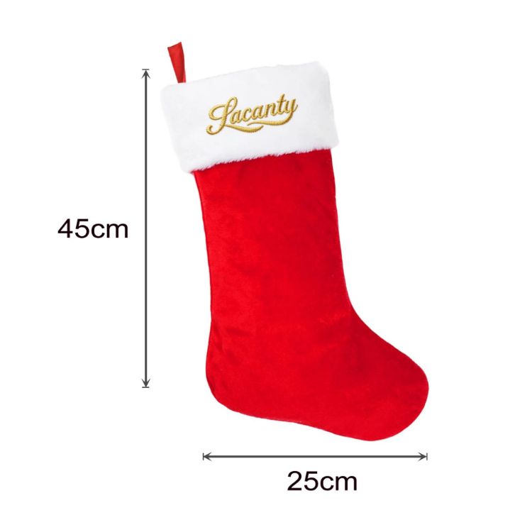 Picture of Red and White Embroidered Christmas Stocking
