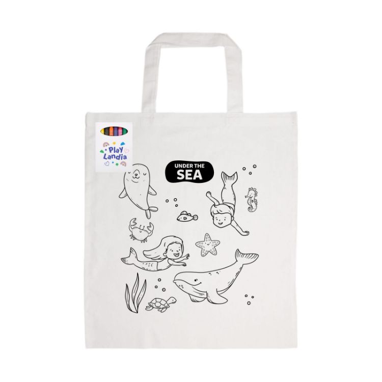 Picture of Colouring Short Handle Cotton Bag & Crayons