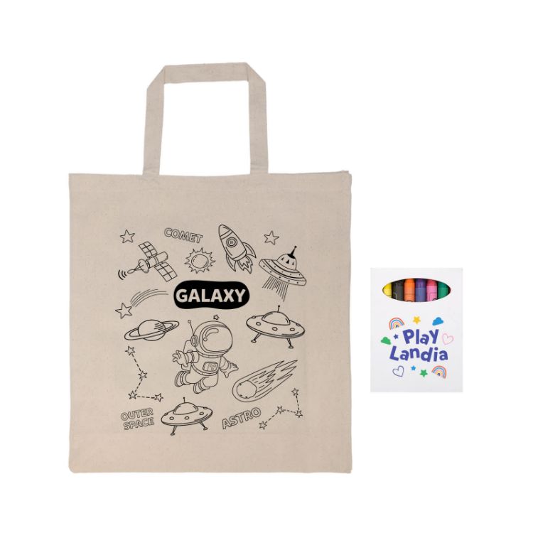 Picture of Colouring Short Handle Calico Bag & Crayons