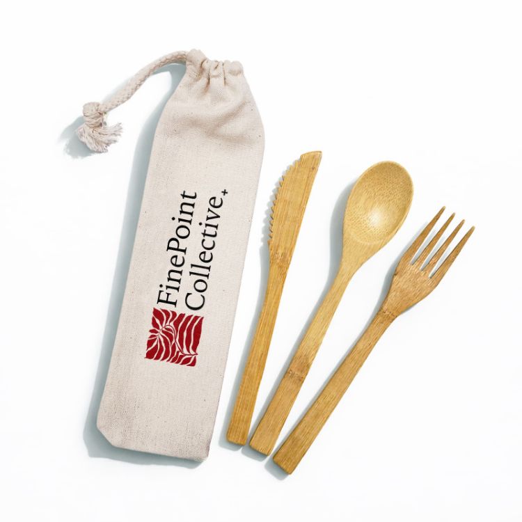 Picture of Miso Bamboo Cutlery Set in Calico Pouch