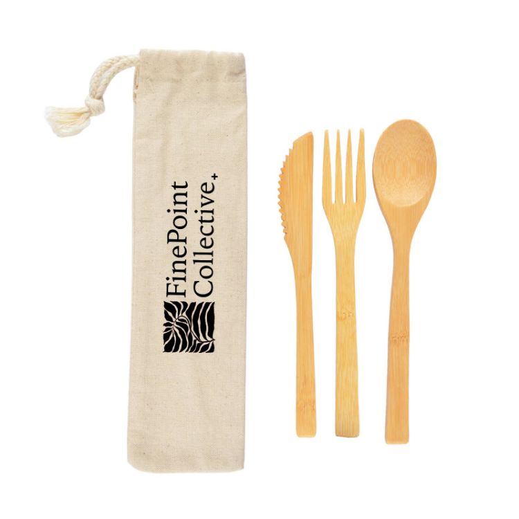 Picture of Miso Bamboo Cutlery Set in Calico Pouch