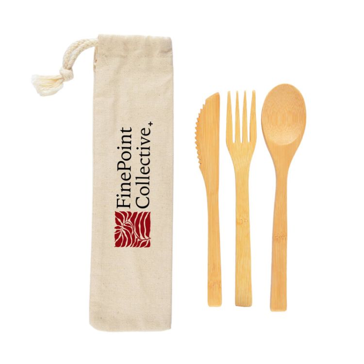 Picture of Miso Bamboo Cutlery Set in Calico Pouch