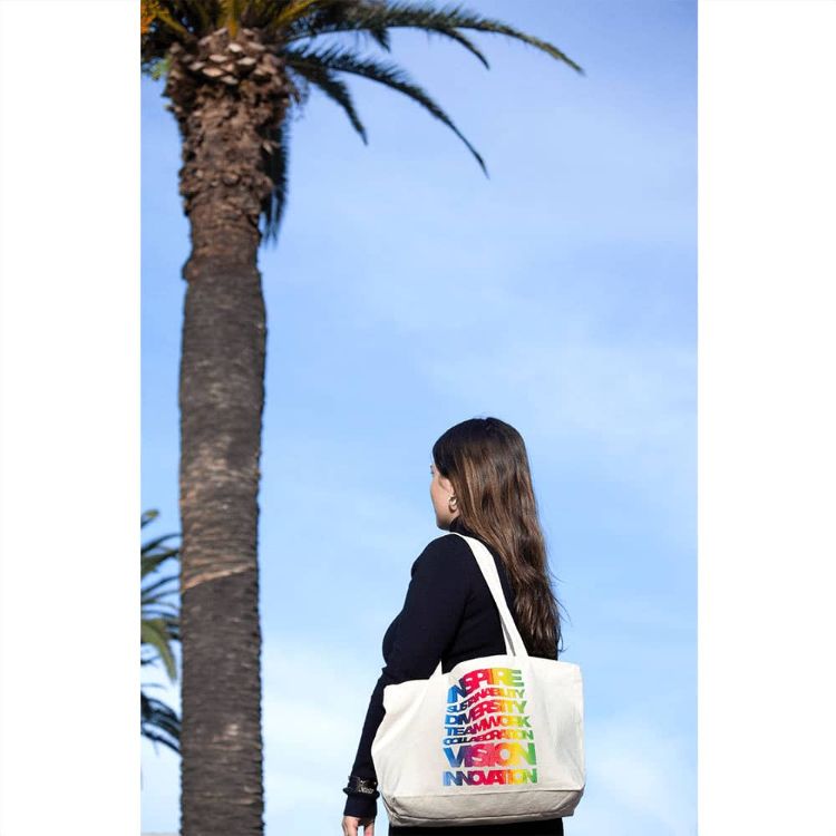 Picture of Zippered Cotton Canvas Shopper Tote