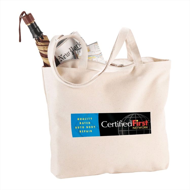 Picture of Zippered Cotton Canvas Shopper Tote