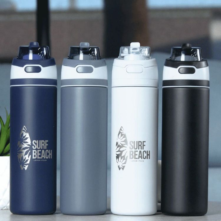 Picture of Elvin 900ml Recycled Stainless Flip Straw Bottle