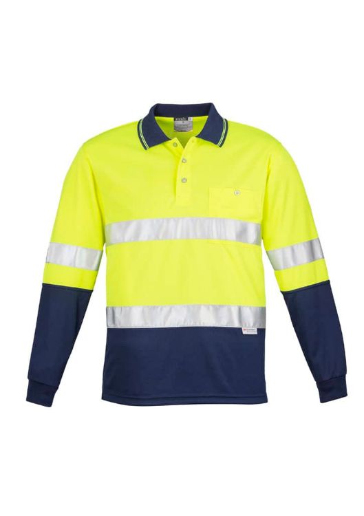Picture of Mens Hi Vis Spliced Long Sleeve Polo - Hoop Taped