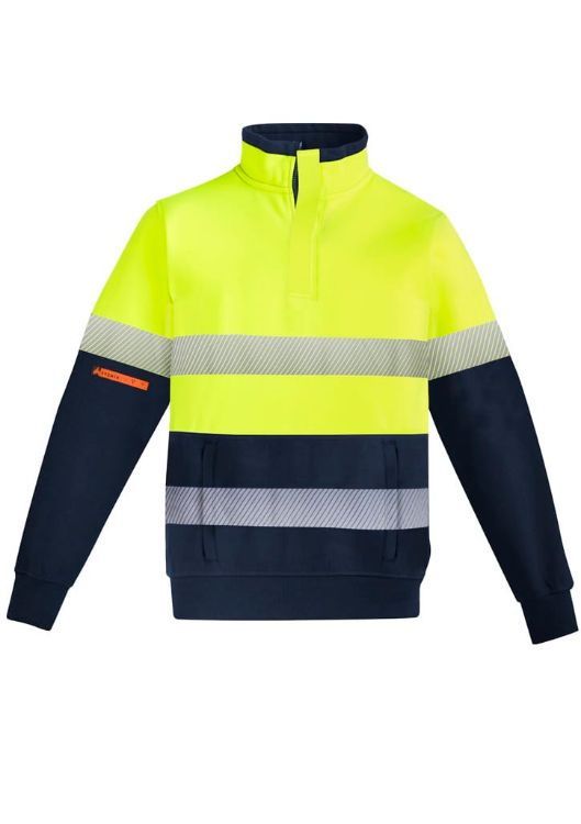 Picture of Mens Orange Flame Hi Vis 1/4 Zip Pullover - Hoop Taped