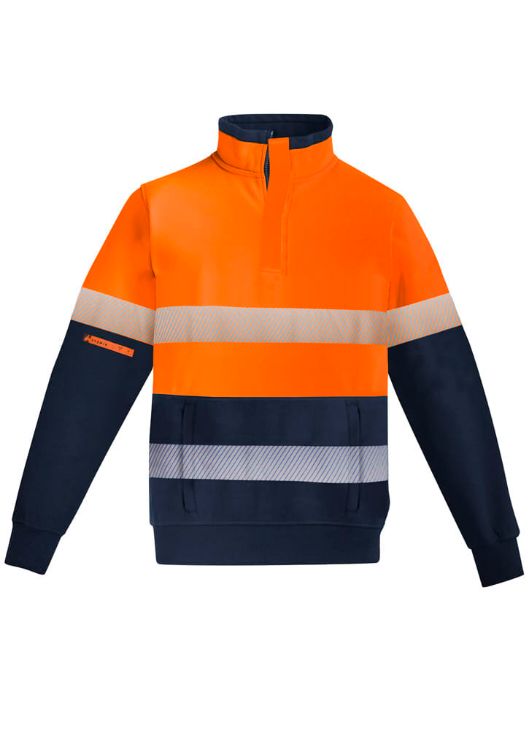 Picture of Mens Orange Flame Hi Vis 1/4 Zip Pullover - Hoop Taped