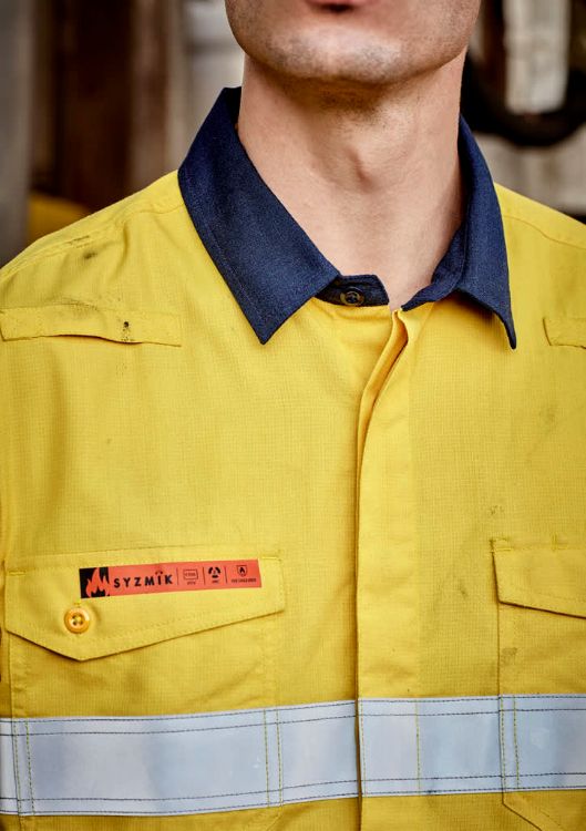 Picture of Mens Orange Flame Lightweight Ripstop Shirt - Hoop Taped