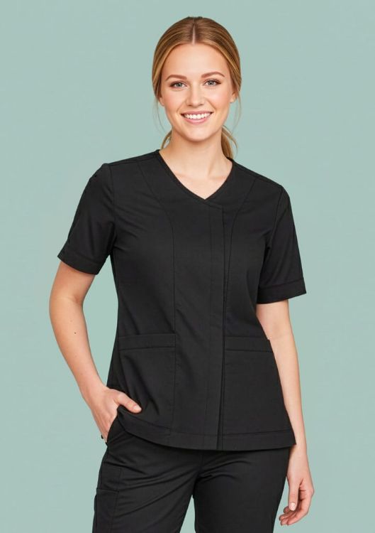 Picture of Womens Parks Zip Front Crossover Scrub Top
