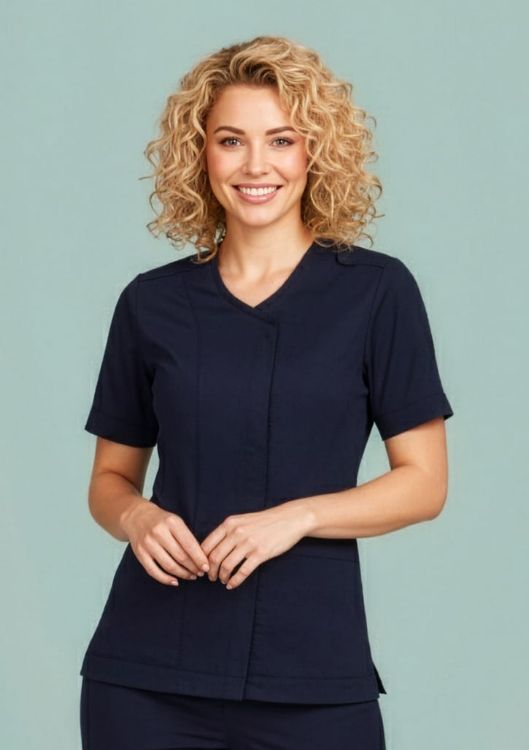 Picture of Womens Parks Zip Front Crossover Scrub Top