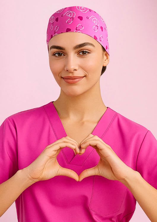 Picture of Unisex Pink Printed Scrub Cap