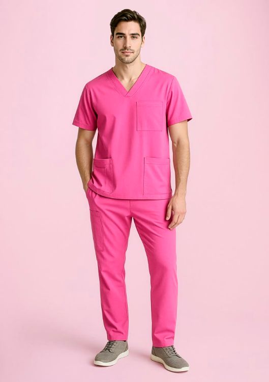 Picture of Unisex Pink V-Neck Scrub Top
