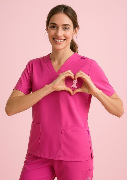 Picture of Womens Pink V-Neck Scrub Top