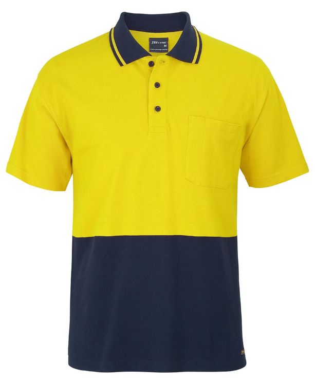 Picture of JB's Hv S/S Cotton Pique Trad Polo Yellow/Navy