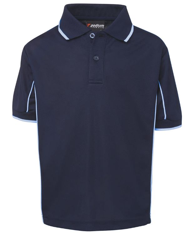 Picture of Podium Kids S/S Piping Polo Navy/White