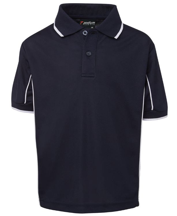 Picture of Podium Kids S/S Piping Polo Navy/White