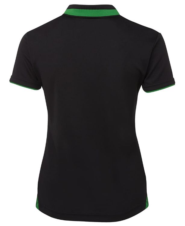 Picture of Podium Ladies Swirl Polo Black/Pea Green