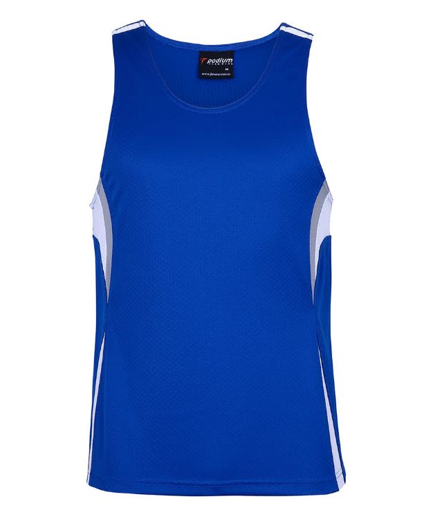 Picture of Podium Cool Jacquard Singlet Royal/White/Grey